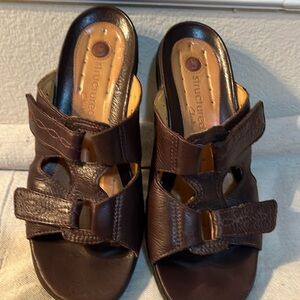 Clarks Unstructured Women’s Aloft Brown Mocha Slide Slip On Sandals Size 9